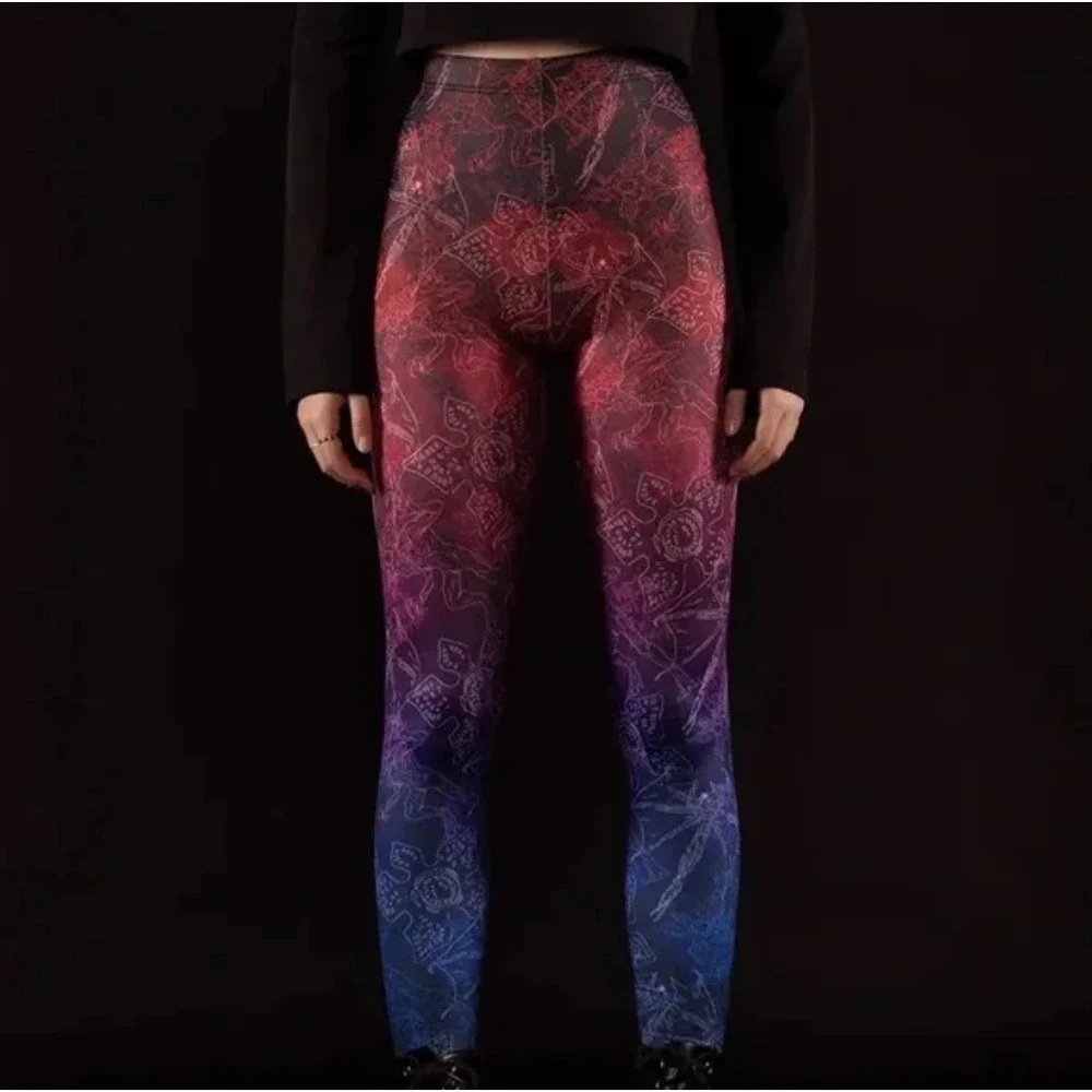 BLACKMILK Stranger Things Demogorgon Hunters Graffiti Leggings Ombre {G47} - Picture 2 of 6